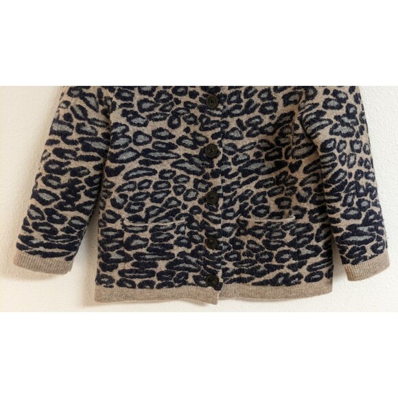ANN TAYLOR Animal Print Alpaca/Merino Wool Blend Thick Plush Button-Up Sweater S - Picture 4 of 11